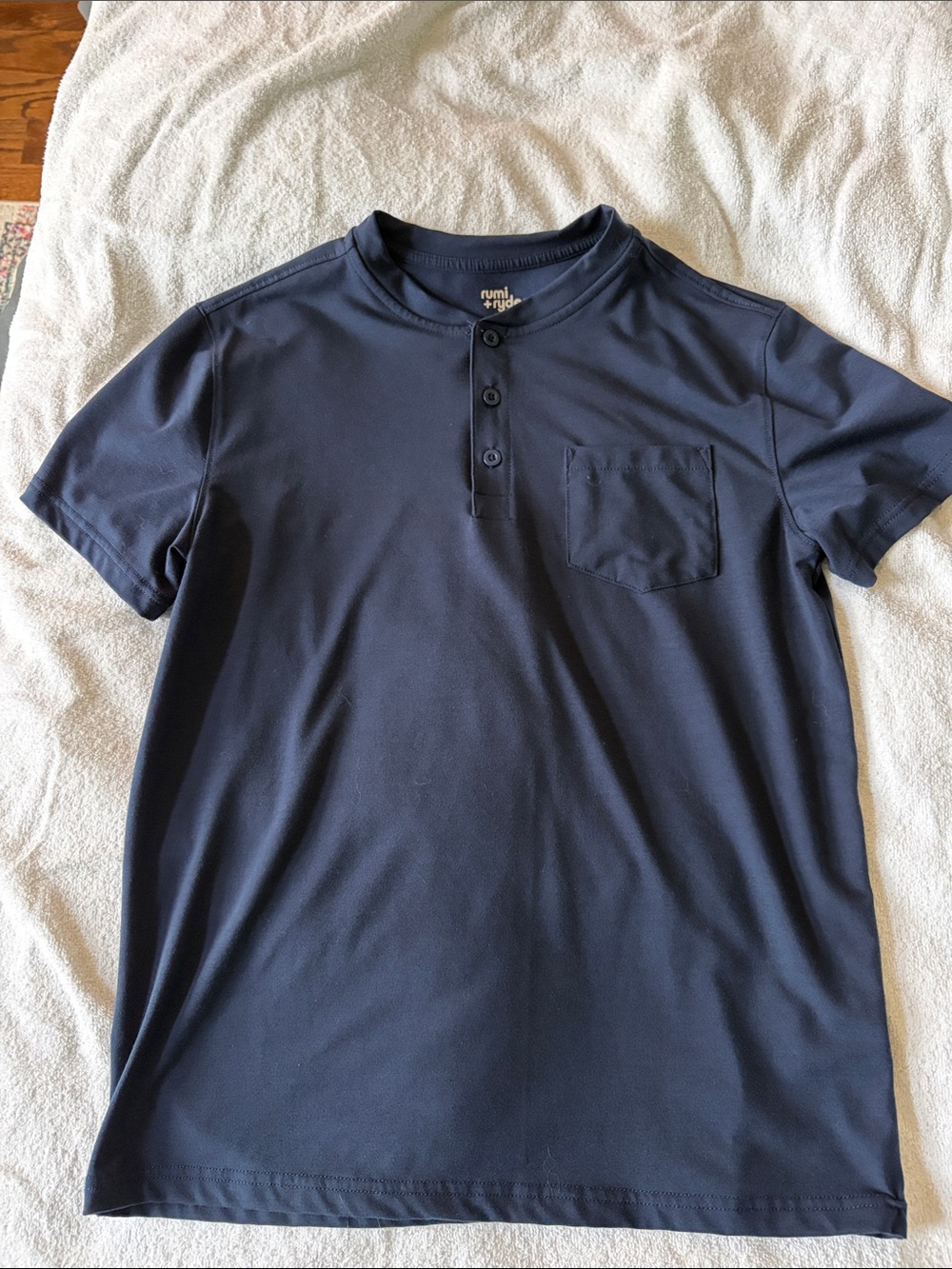Rumi + Ryder Boys' Navy Short-Sleeve Henley Tee with Pocket